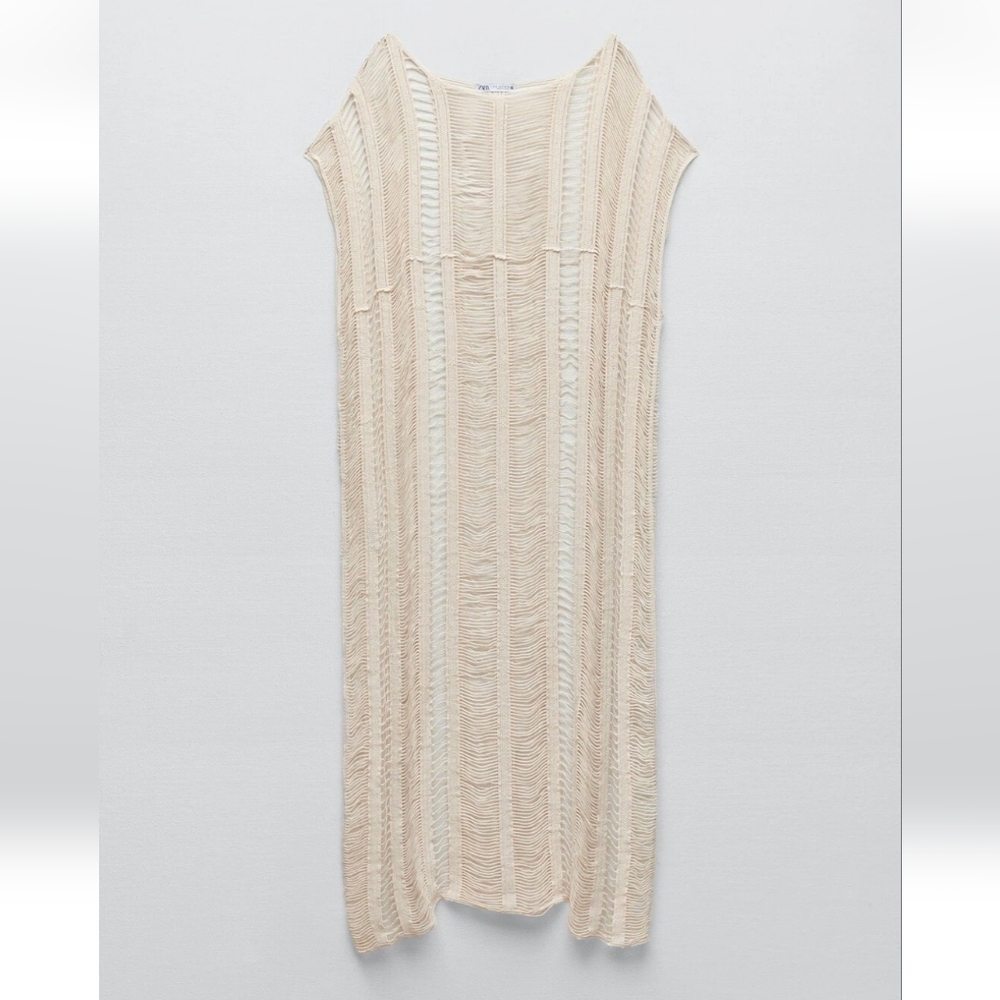 ZARA 2023 SM OPEN WEAVE MIDI TUNIC 8779/150 by Marca Bonito Beach Coverup - Picture 9 of 9